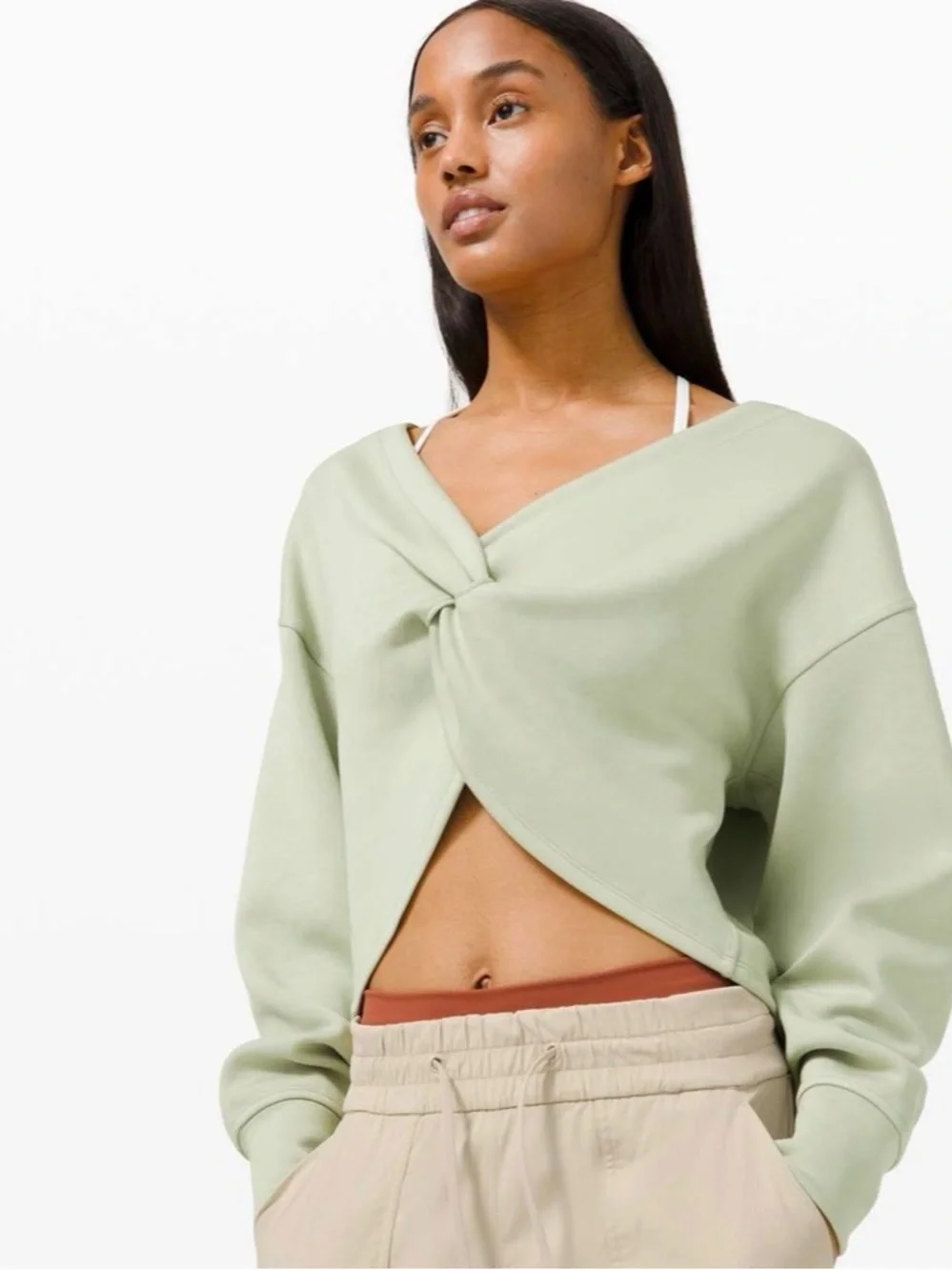 Lululemon Twist Back-to-Front Pullover Green Fern 10